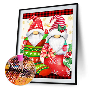 Christmas Stocking Gnome 30*40CM(Canvas) Full Round Drill Diamond Painting