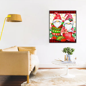 Christmas Stocking Gnome 30*40CM(Canvas) Full Round Drill Diamond Painting