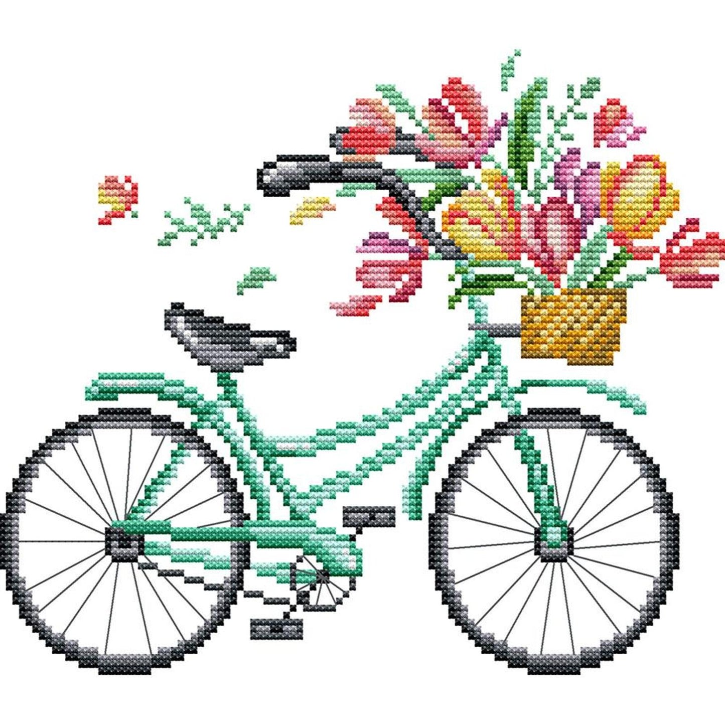 Romantic Bicycle - Spring - Partial 14CT Stamped Cross Stitch 27x21CM - Joy Sunday Backstitch