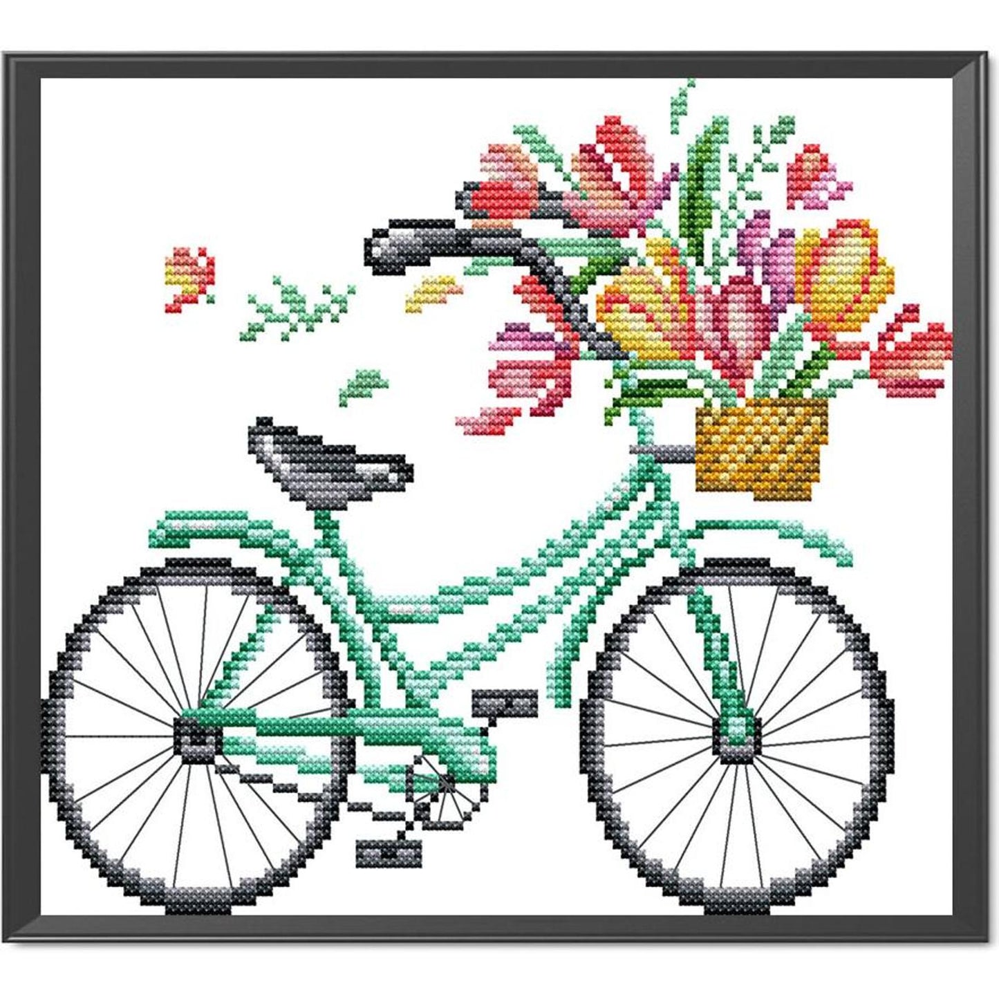 Romantic Bicycle - Spring - Partial 14CT Stamped Cross Stitch 27x21CM - Joy Sunday Backstitch