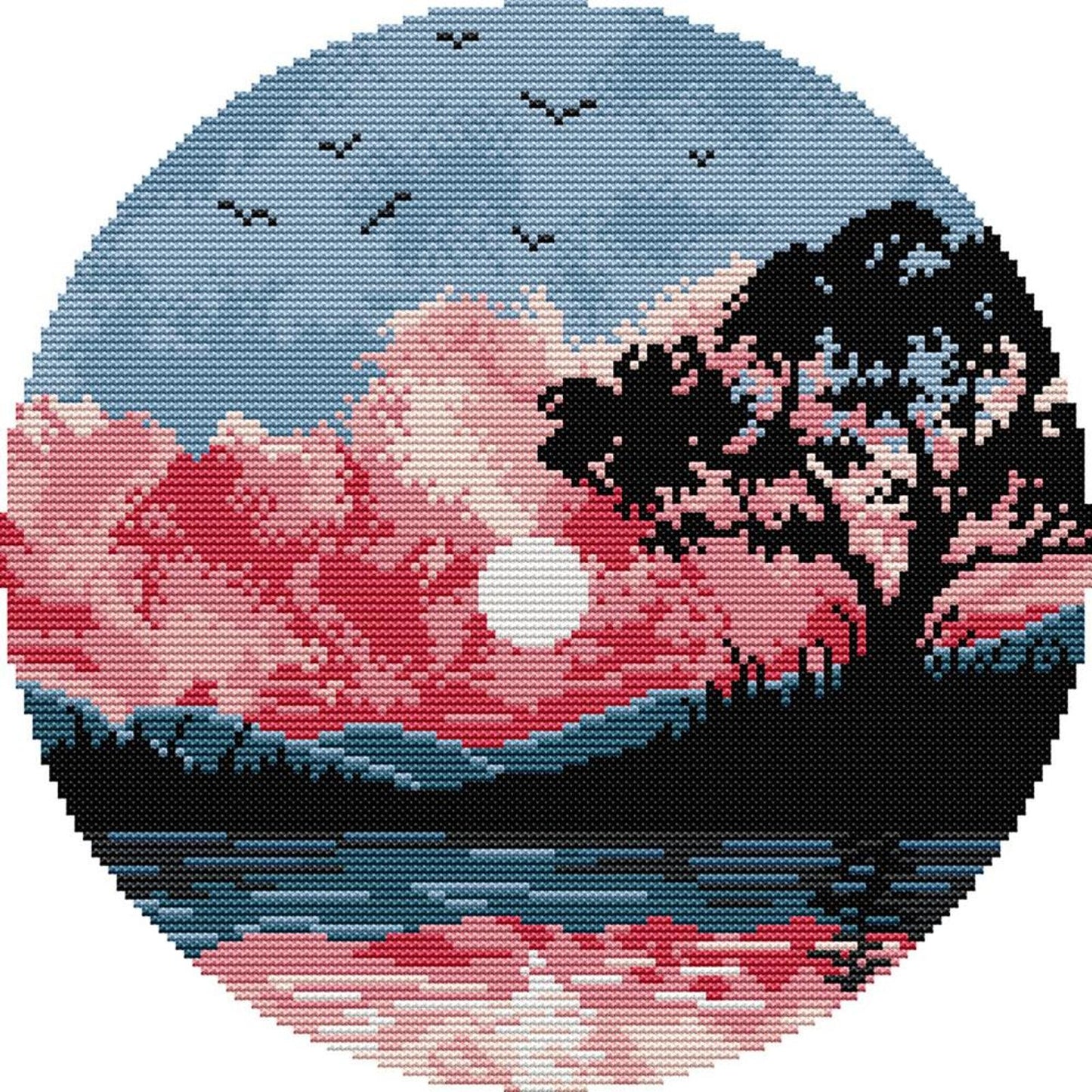 Sunset - Partial 14CT Stamped Cross Stitch 31x31CM - Joy Sunday