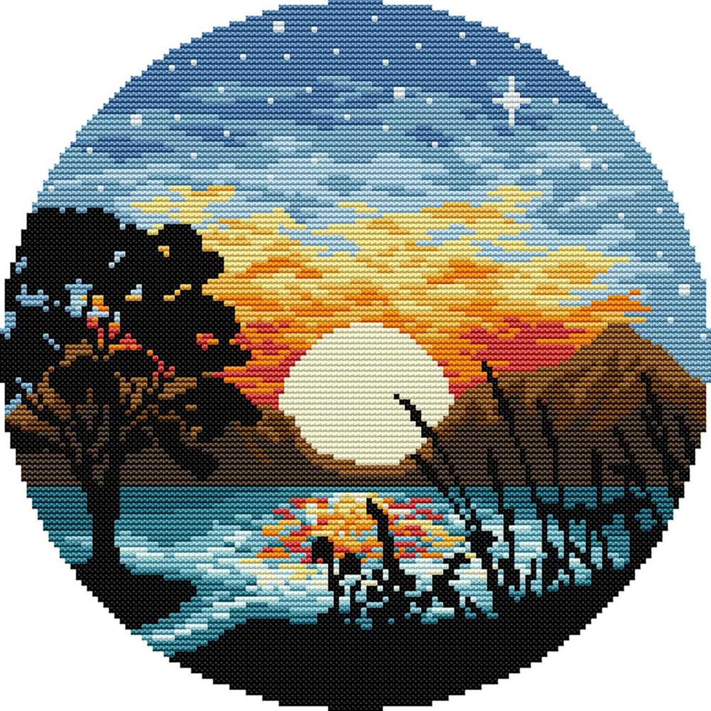 Sunset - Partial 14CT Stamped Cross Stitch 31x31CM - Joy Sunday