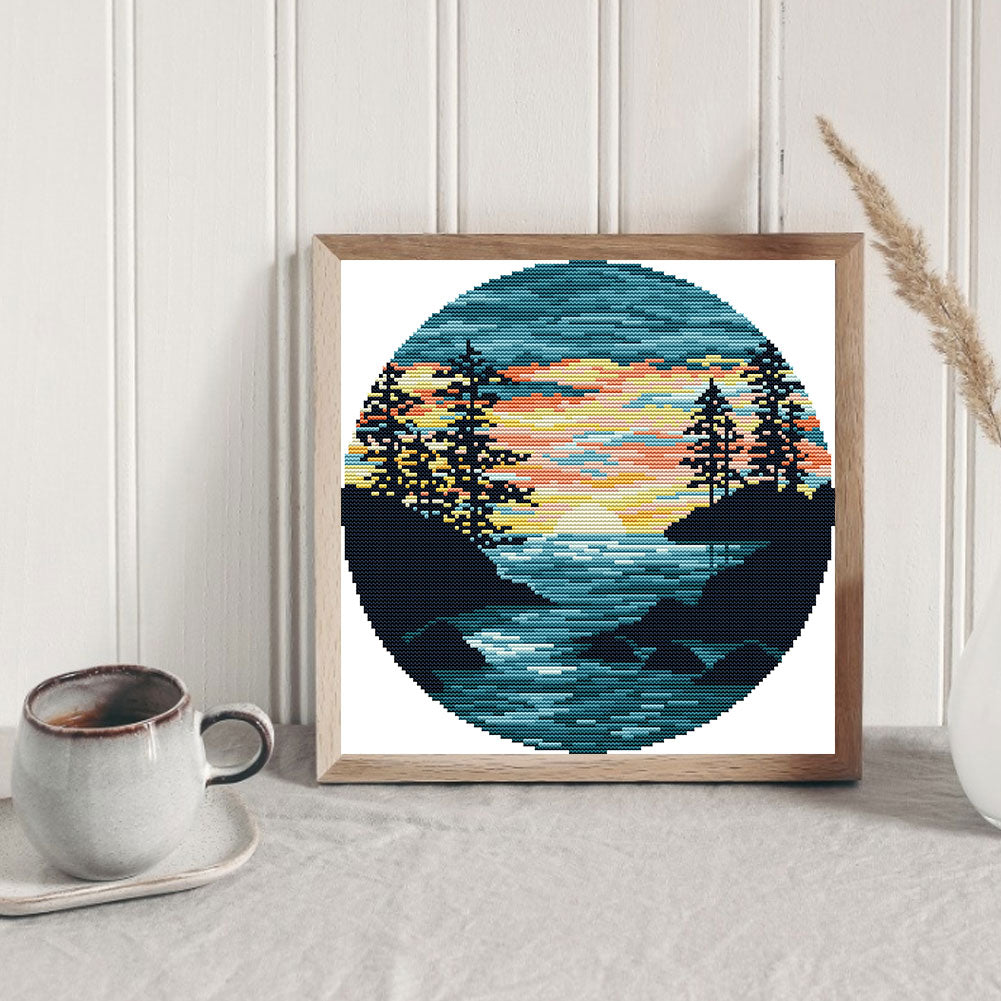 Sunset - Partial 14CT Stamped Cross Stitch 31x31CM - Joy Sunday