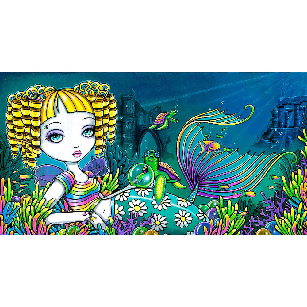 Blonde Mermaid 50*30CM(Canvas) Full Round Drill Diamond Painting
