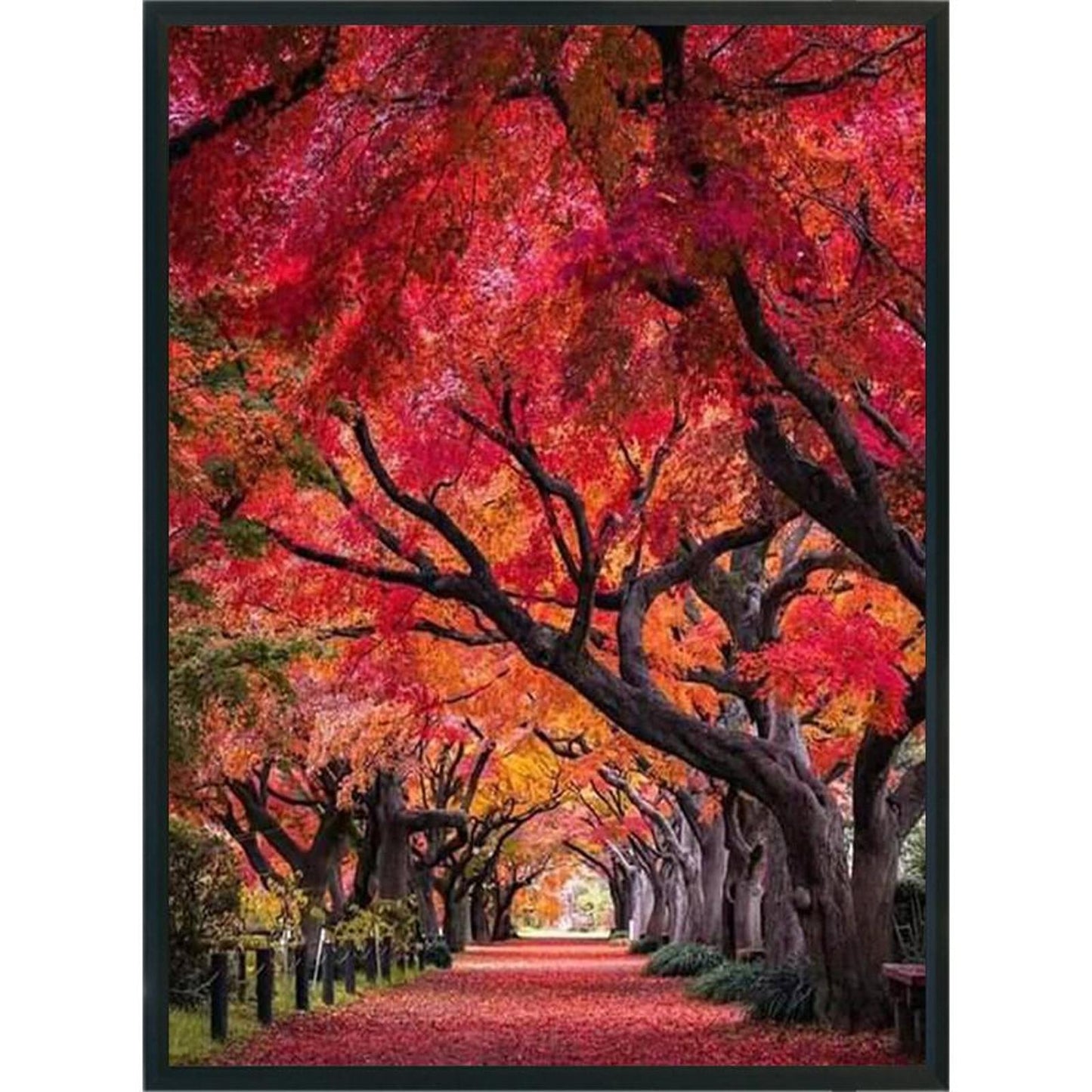 Autumn Street Scenery In Red Forest - Full 11CT Stamped Cross Stitch 40x55CM - Yishu