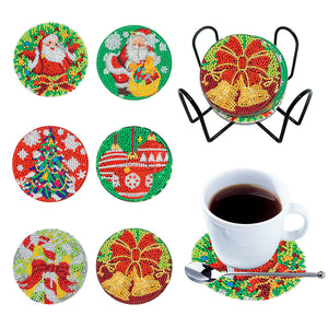 6pcs/set Wooden Coaster DIY Christmas Painting Coaster for Room Decor (BD004)