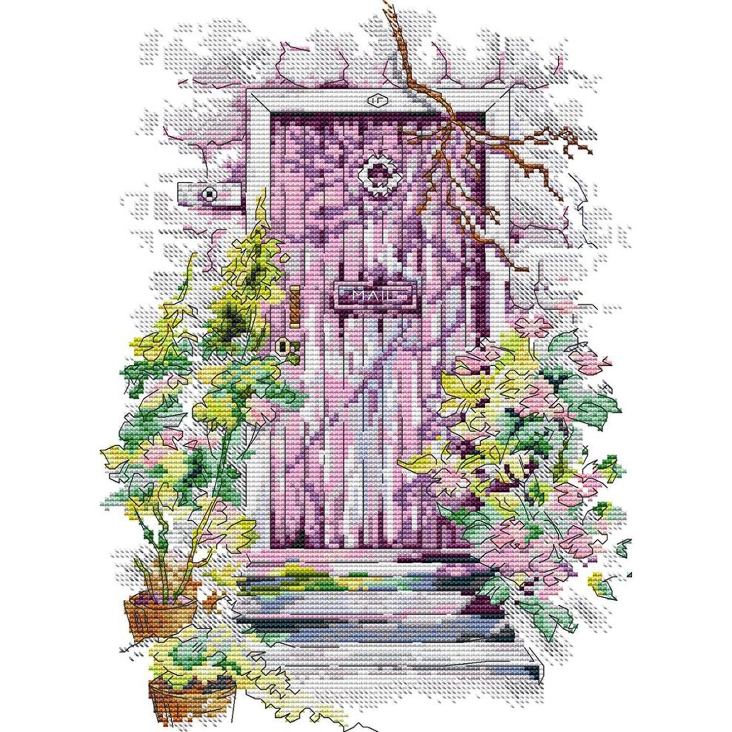 Spring Gate - Partial 14CT Stamped Cross Stitch 27x36CM - Joy Sunday Backstitch