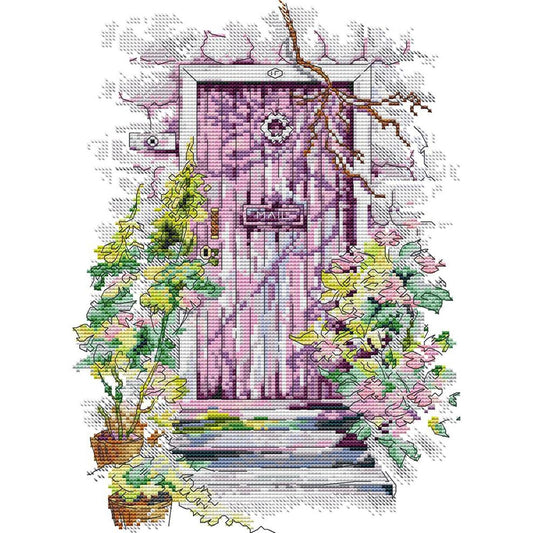Spring Gate - Partial 14CT Stamped Cross Stitch 27x36CM - Joy Sunday Backstitch