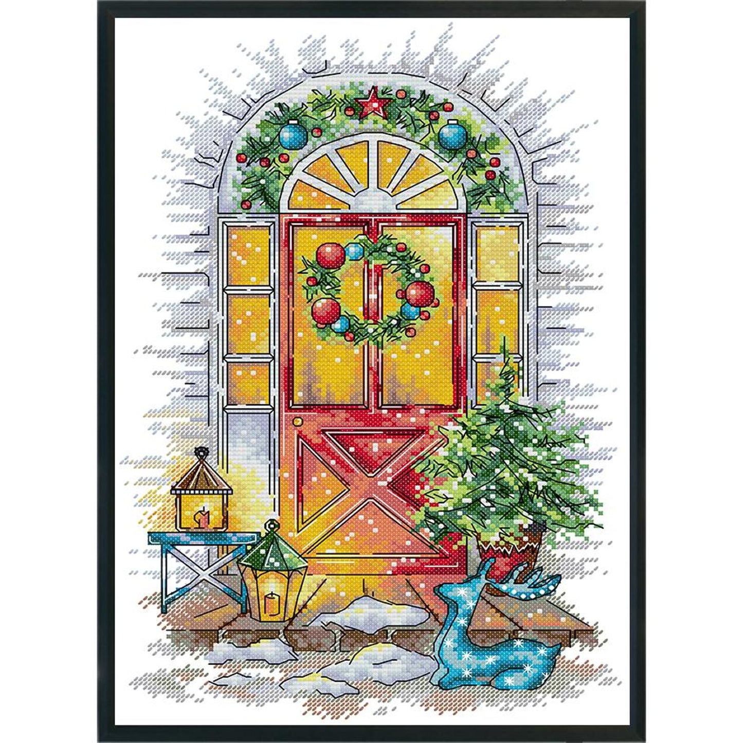 Spring Gate - Partial 14CT Stamped Cross Stitch 27x36CM - Joy Sunday Backstitch
