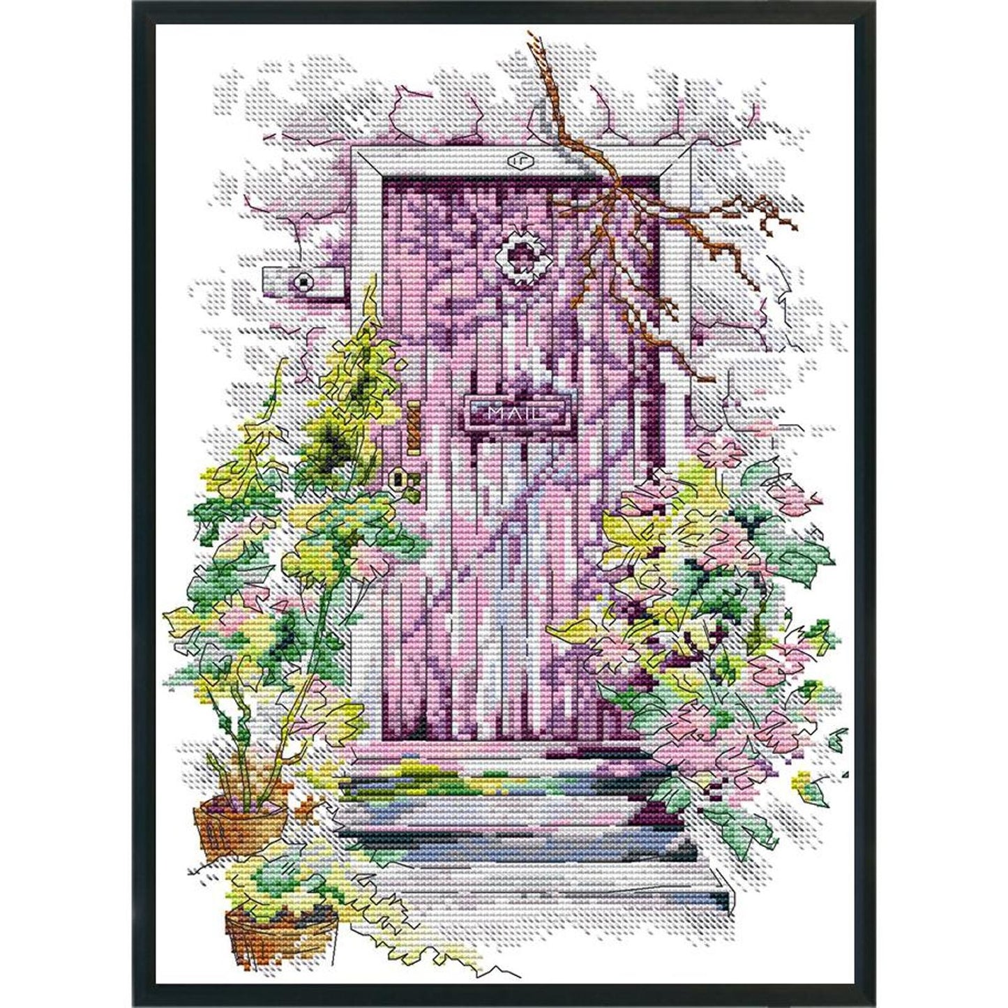 Spring Gate - Partial 14CT Stamped Cross Stitch 27x36CM - Joy Sunday Backstitch