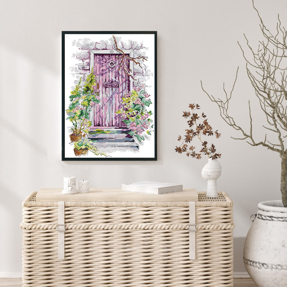 Spring Gate - Partial 14CT Stamped Cross Stitch 27x36CM - Joy Sunday Backstitch