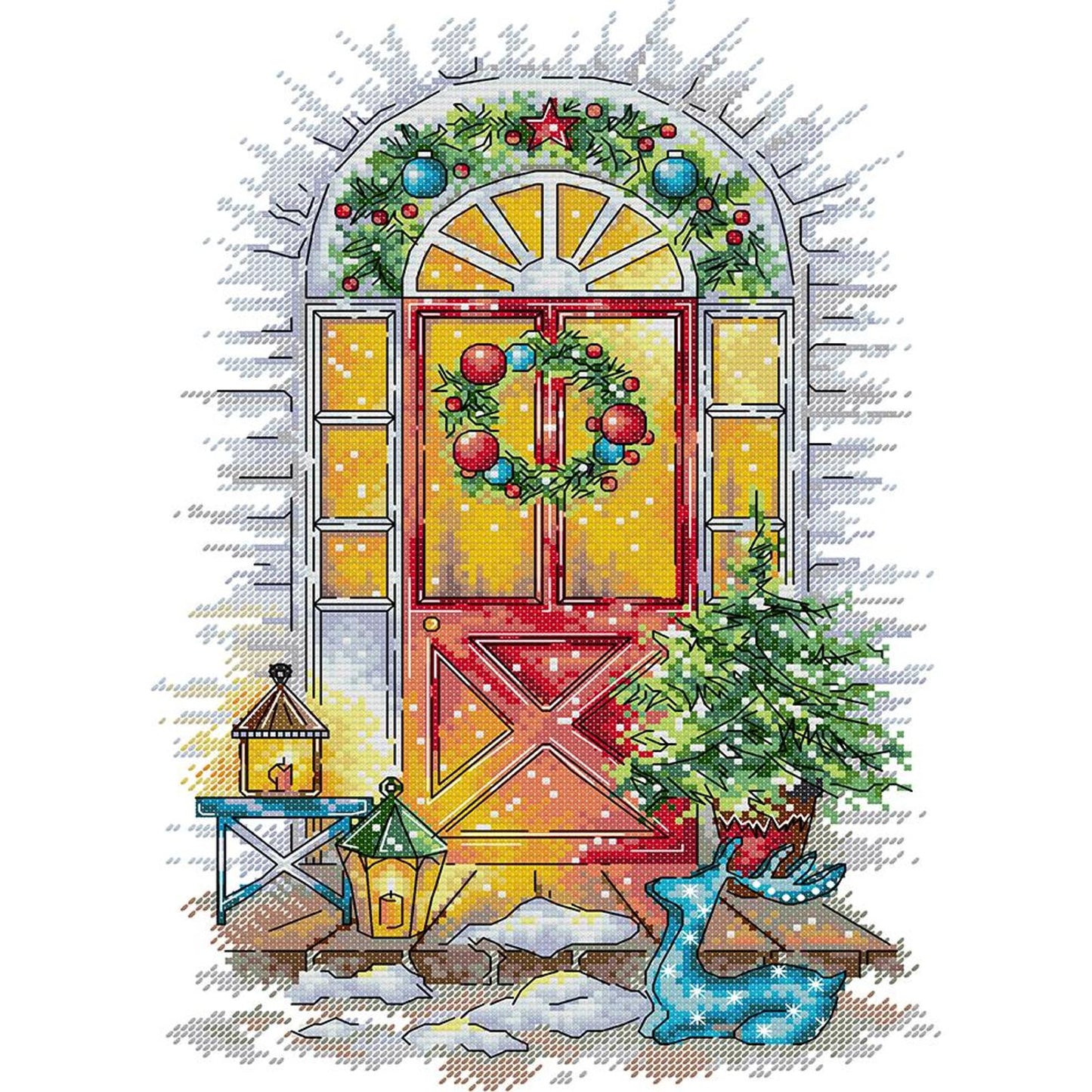 Spring Gate - Partial 14CT Stamped Cross Stitch 27x36CM - Joy Sunday Backstitch