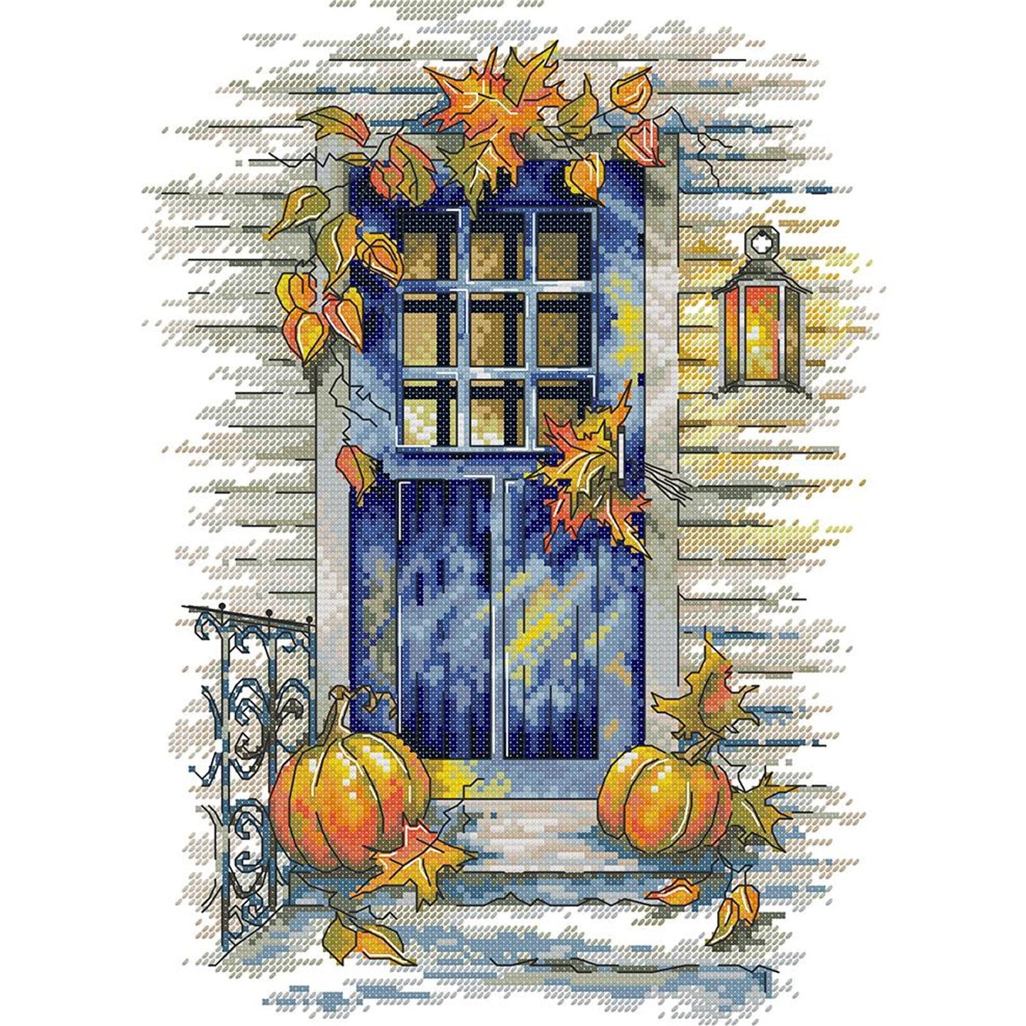 Autumn Gate - Partial 14CT Stamped Cross Stitch 28x36CM - Joy Sunday Backstitch