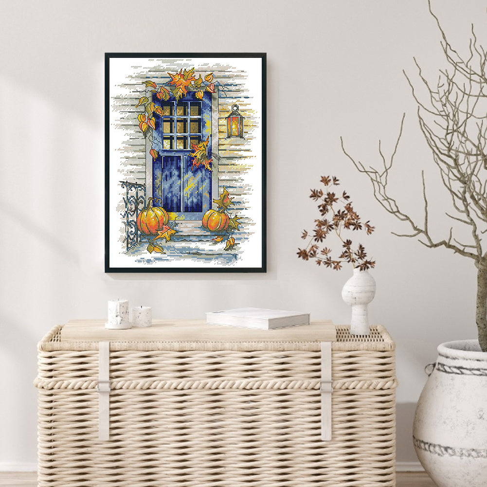 Autumn Gate - Partial 14CT Stamped Cross Stitch 28x36CM - Joy Sunday Backstitch