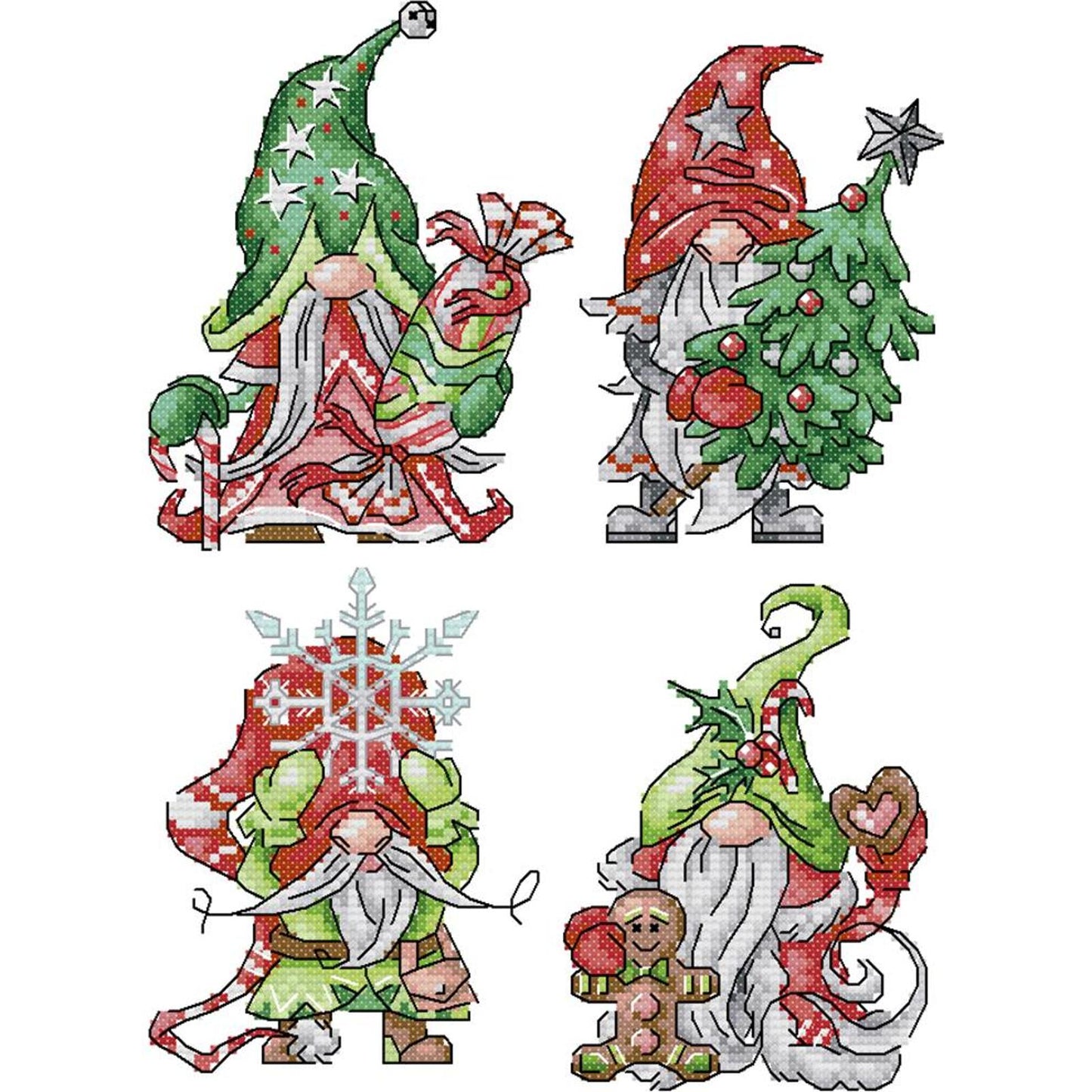 Christmas Gnome - Partial 14CT Stamped Cross Stitch 22x30CM - Joy Sunday Backstitch