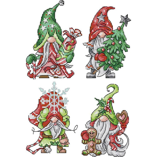 Christmas Gnome - Partial 14CT Counted Cross Stitch 22x30CM - Joy Sunday Backstitch