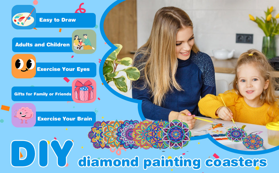 6pcs DIY Mosaic Table Placemat with Rack Woodiness Insulation Pad