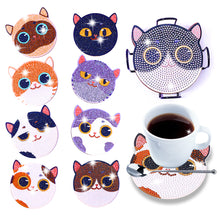 Load image into Gallery viewer, DIY Diamonds Painting Coaster Woody Cat Cartoon Head with Rack Decor (AA1144)
