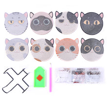 Load image into Gallery viewer, DIY Diamonds Painting Coaster Woody Cat Cartoon Head with Rack Decor (AA1144)
