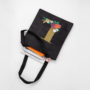 DIY Diamonds Painting Handbag Linen Shopping Bag Portable Fashion for Work (L)