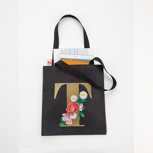 DIY Diamonds Painting Handbag Linen Shopping Bag Portable Fashion for Work (T)
