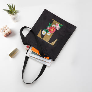 DIY Diamonds Painting Handbag Linen Shopping Bag Portable Fashion for Work (T)