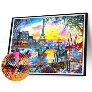 Eiffel Tower 40*30CM(Canvas) Partial Special Shaped Drill Diamond Painting