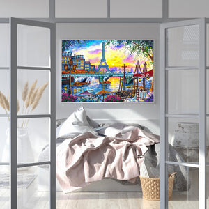 Eiffel Tower 40*30CM(Canvas) Partial Special Shaped Drill Diamond Painting