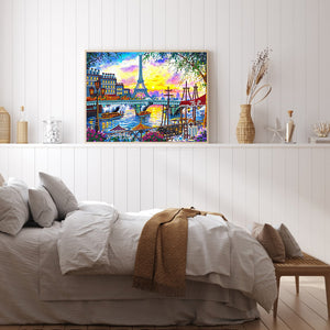 Eiffel Tower 40*30CM(Canvas) Partial Special Shaped Drill Diamond Painting