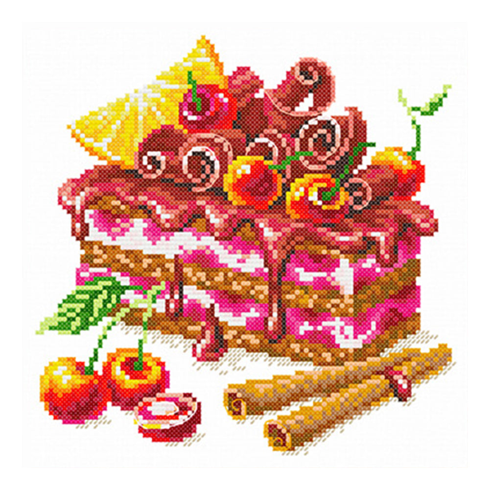 Cinnamon Fruit Cake - Partial 11CT Stamped Cross Stitch 30x30CM - Spring Backstitch