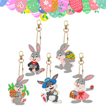 Load image into Gallery viewer, 5pcs DIY Animal Key Chains Craft Handmade Double Sided Rabbit Pattern for Gifts
