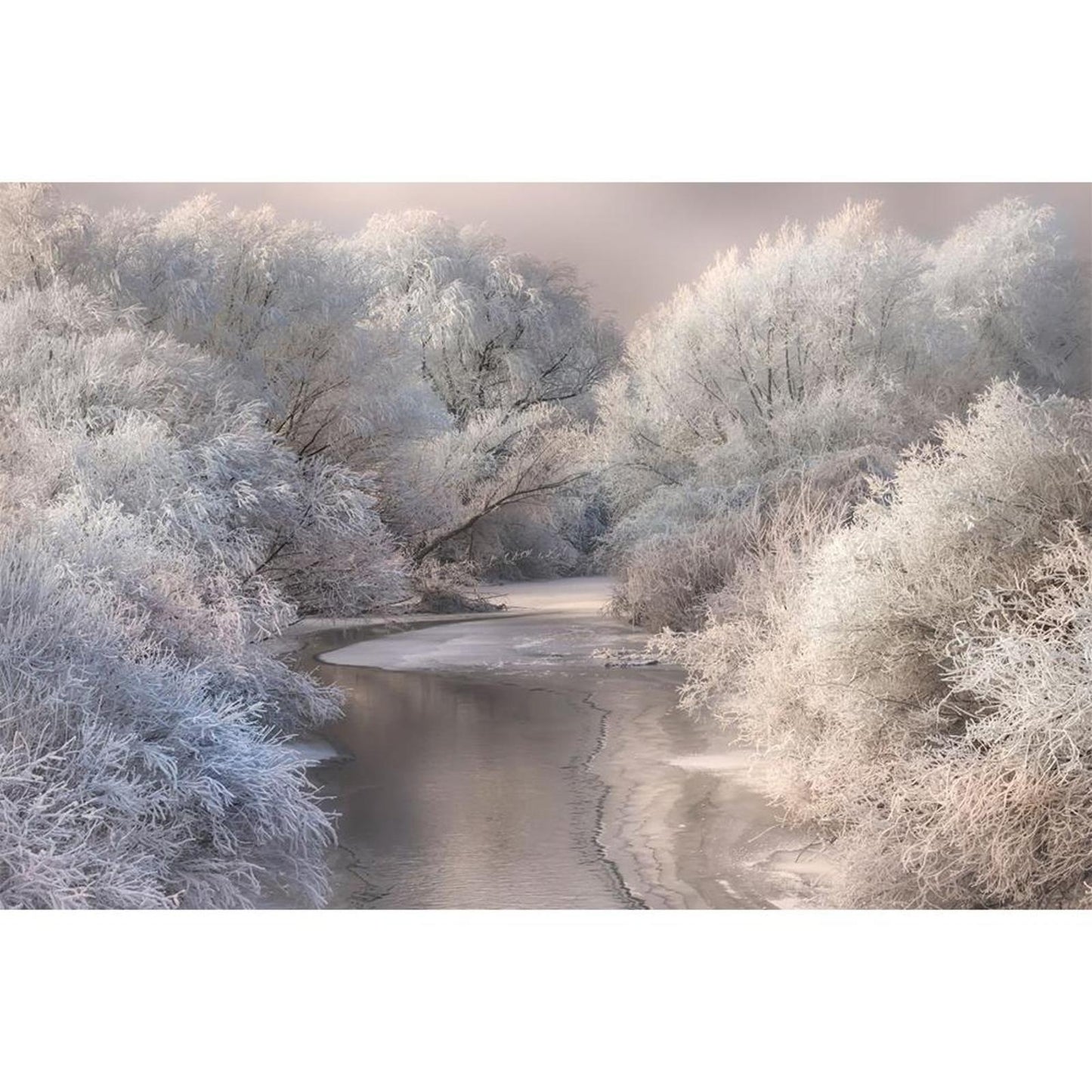 River In Winter Forest - Full 11CT Stamped Cross Stitch 60x40CM - Yishu