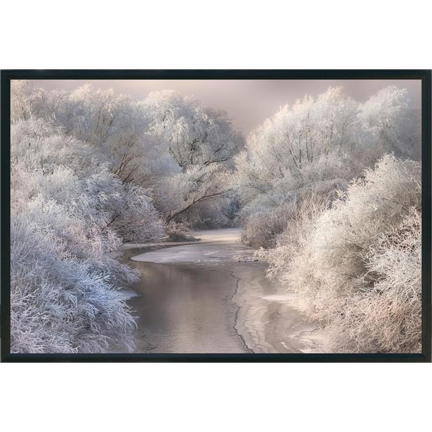 River In Winter Forest - Full 11CT Stamped Cross Stitch 60x40CM - Yishu