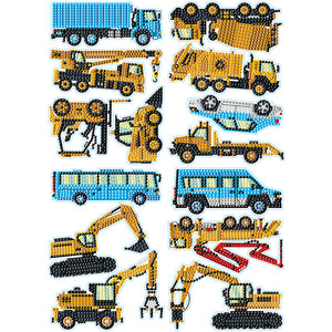 13 PCS DIY Handmade Mosaic Paster Diamonds Painting Sticker(Engineering Vehicle)