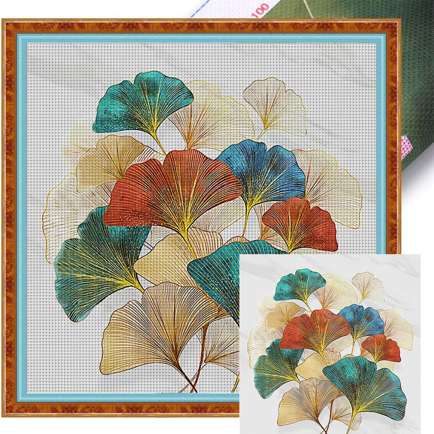 Ginkgo Leaves - Full 11CT Stamped Cross Stitch 48x48CM - Yishu