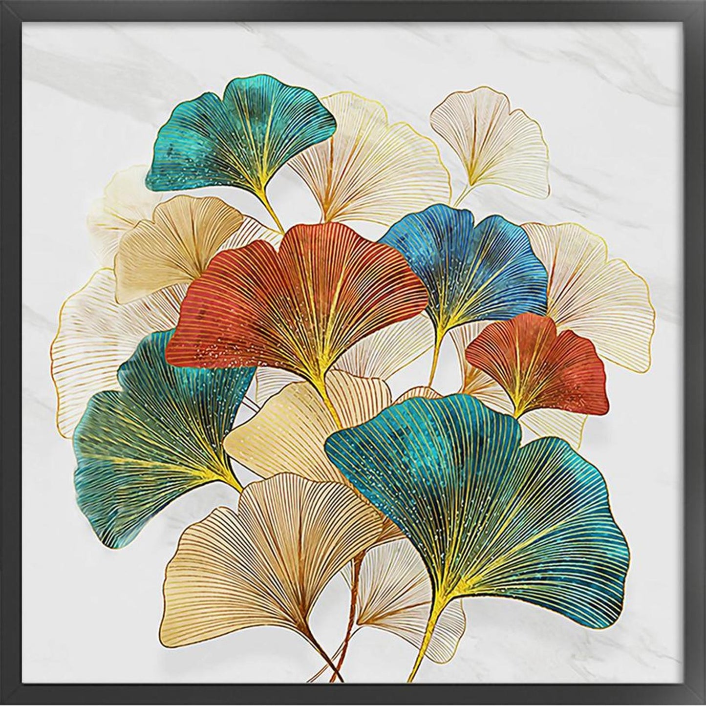 Ginkgo Leaves - Full 11CT Stamped Cross Stitch 48x48CM - Yishu