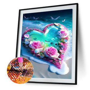 Beach Heart 30*40CM(Canvas) Full Round Drill Diamond Painting