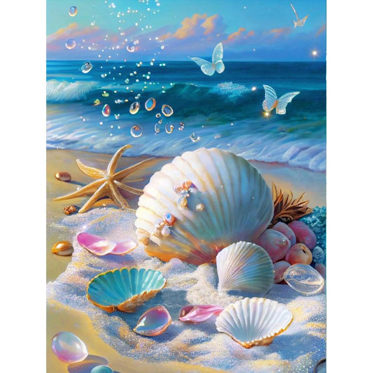 Beach Shells - Full 11CT Stamped Cross Stitch 40x50CM - Huacan
