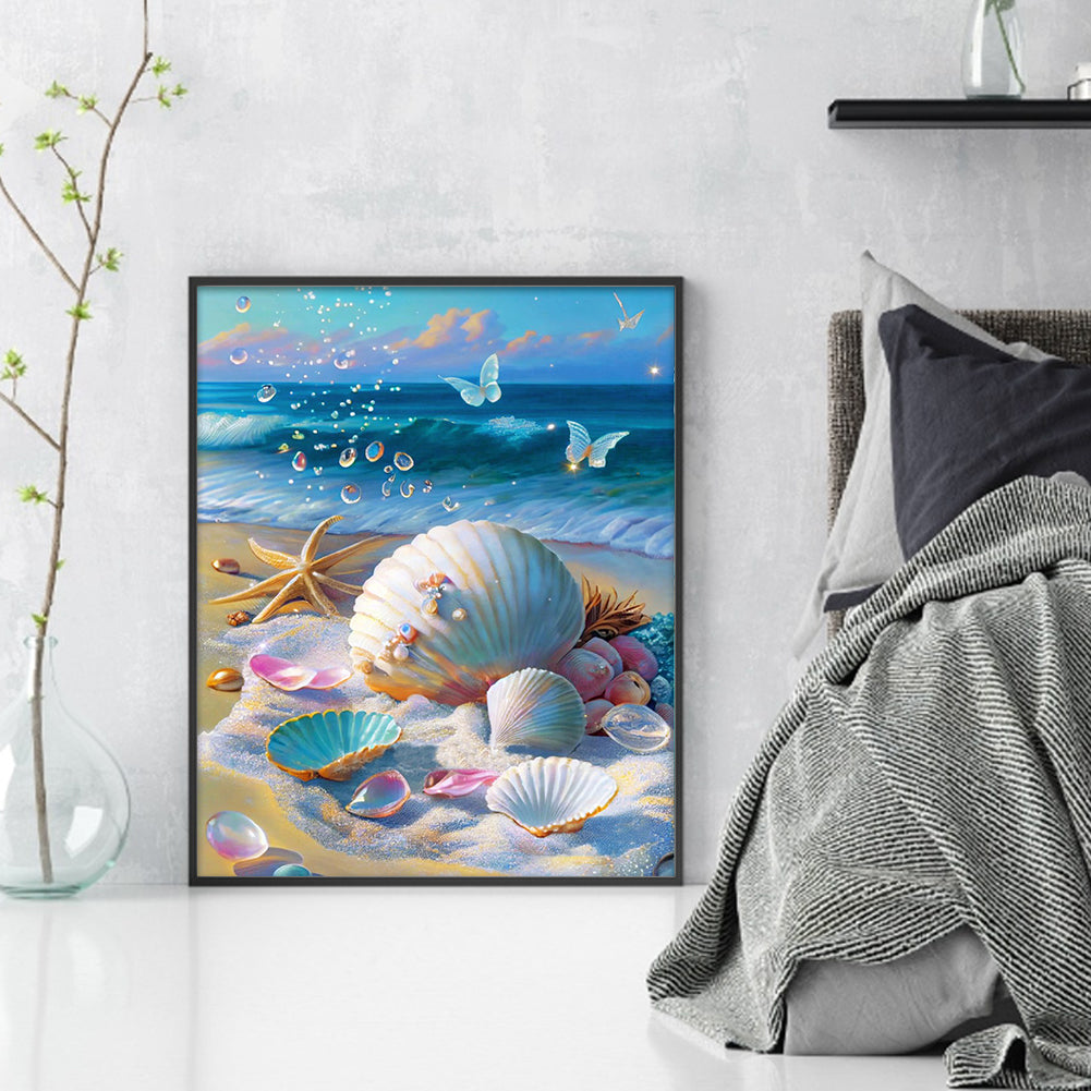 Beach Shells - Full 11CT Stamped Cross Stitch 40x50CM - Huacan