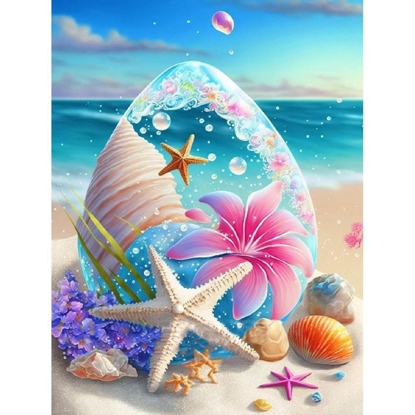 Beach Shells - Full 11CT Stamped Cross Stitch 40x50CM - Huacan