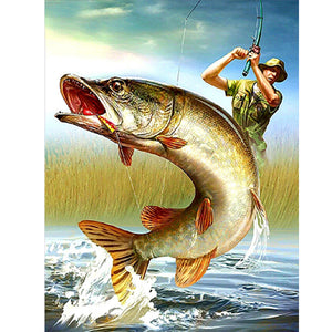 Fisherman 40*55CM(Canvas) Full Round Drill Diamond Painting