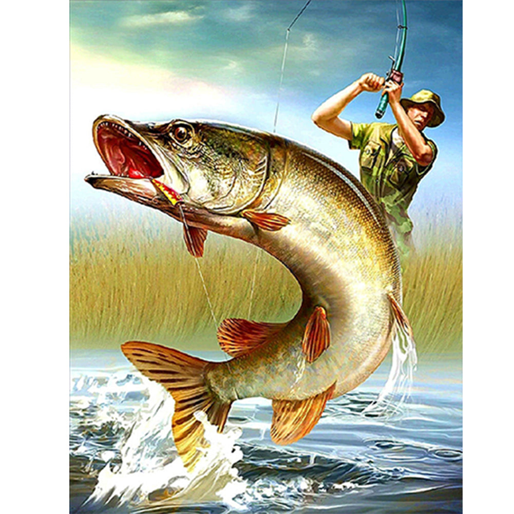 Fisherman 40*55CM(Canvas) Full Round Drill Diamond Painting