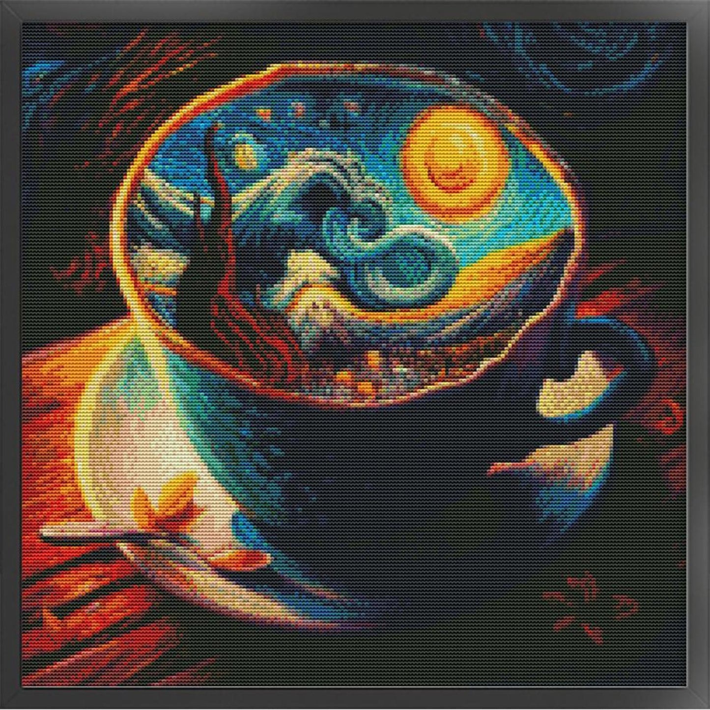 Van Gogh World In Teacup - Full 11CT Stamped Cross Stitch 50x50CM - Huacan