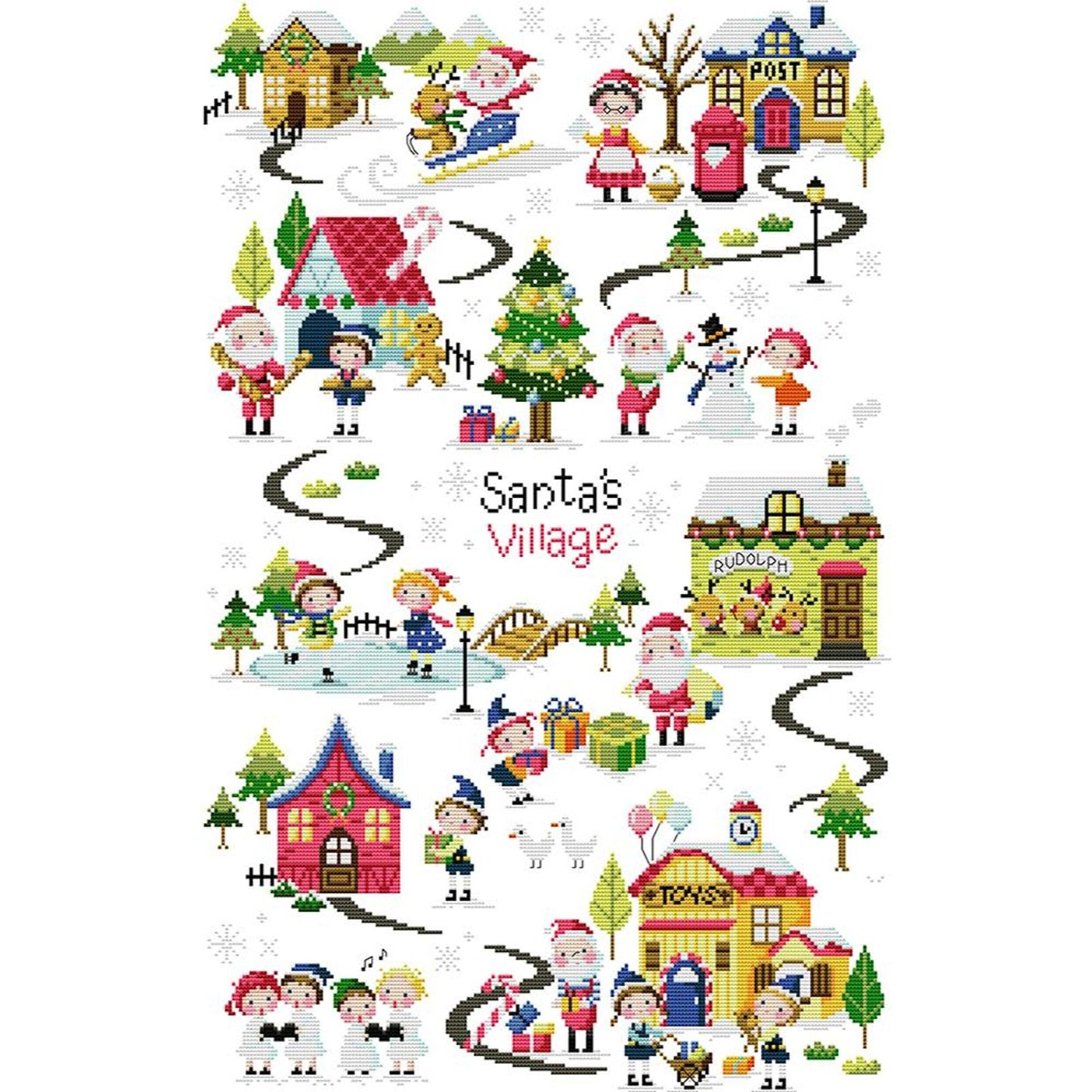 Christmas Village - Partial 14CT Counted Cross Stitch 44x62CM - Joy Sunday Backstitch
