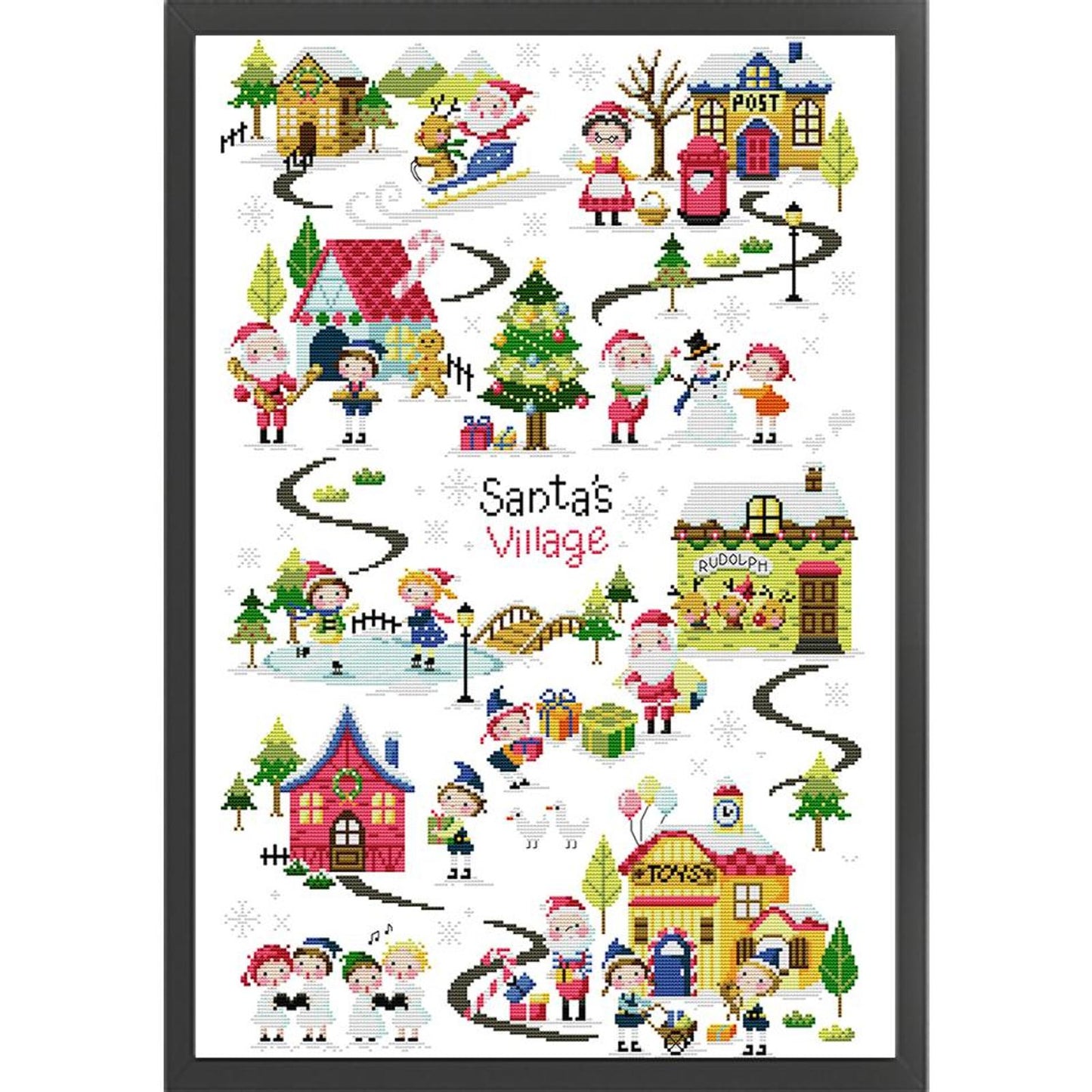 Christmas Village - Partial 14CT Counted Cross Stitch 44x62CM - Joy Sunday Backstitch