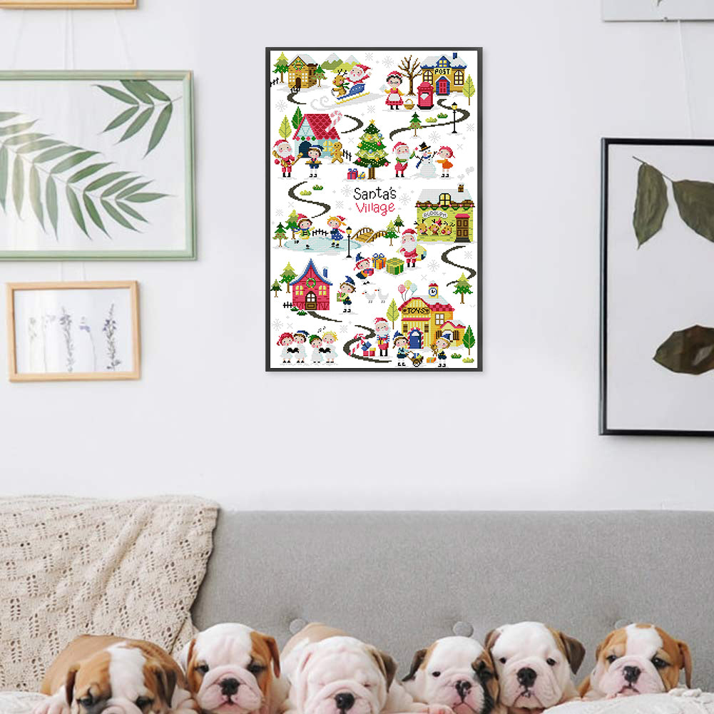 Christmas Village - Partial 14CT Counted Cross Stitch 44x62CM - Joy Sunday Backstitch