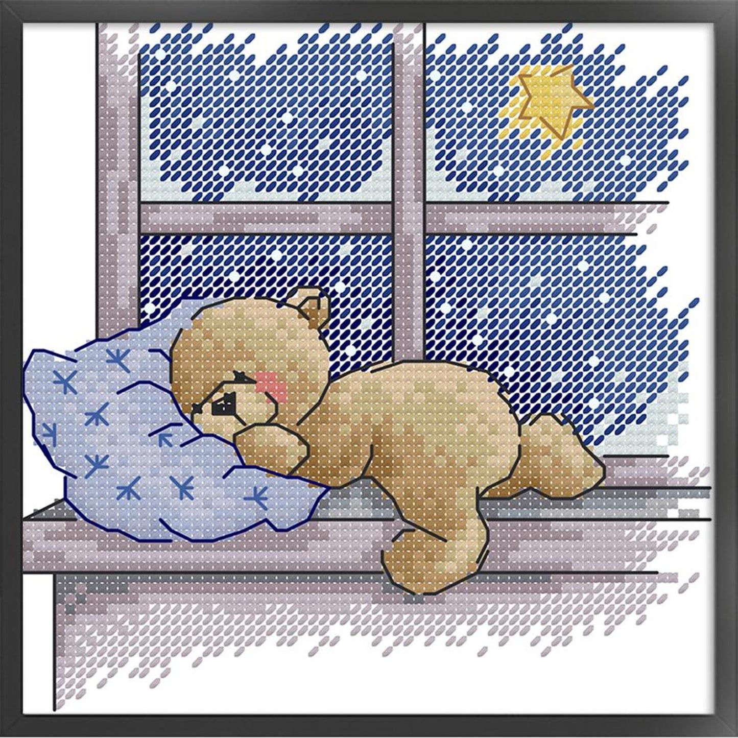 Sleeping Bear - Partial 14CT Stamped Cross Stitch 17x17CM - Joy Sunday Backstitch