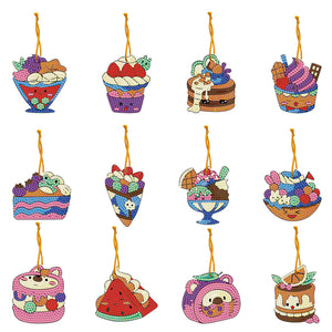 12pcs DIY Crystal Diamond Pendant Paint by Number Single-sided for Gift (GS218)
