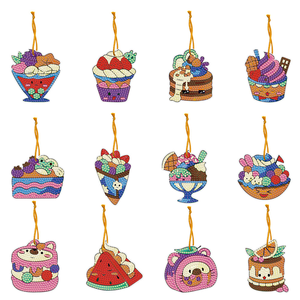 12pcs DIY Crystal Diamond Pendant Paint by Number Single-sided for Gift (GS218)