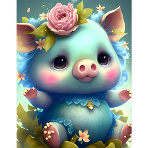 Cartoon Zodiac Animal - Pig 30*40CM(Canvas) Full Round Drill Diamond Painting